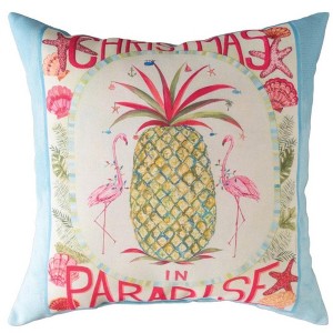 18"x18"Climaweave Polyester Pillow – Tropical Christmas Paradise by Manual Woodworkers & Weavers - 1 of 3