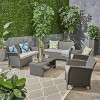 Christopher Knight Home Lucia Outdoor Wicker 6 Seater Chat Set with Cushions, Gray/Light Gray - 2 of 4