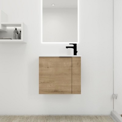 22'' Wall-Mounted Bathroom Vanity With Ceramic Sink Easy Assembly Modern Bathroom Storage Cabinet