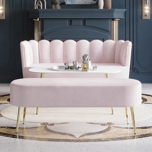 ChaletPosh Velvet Sofa with Bench And Coffee Table - 1 of 4