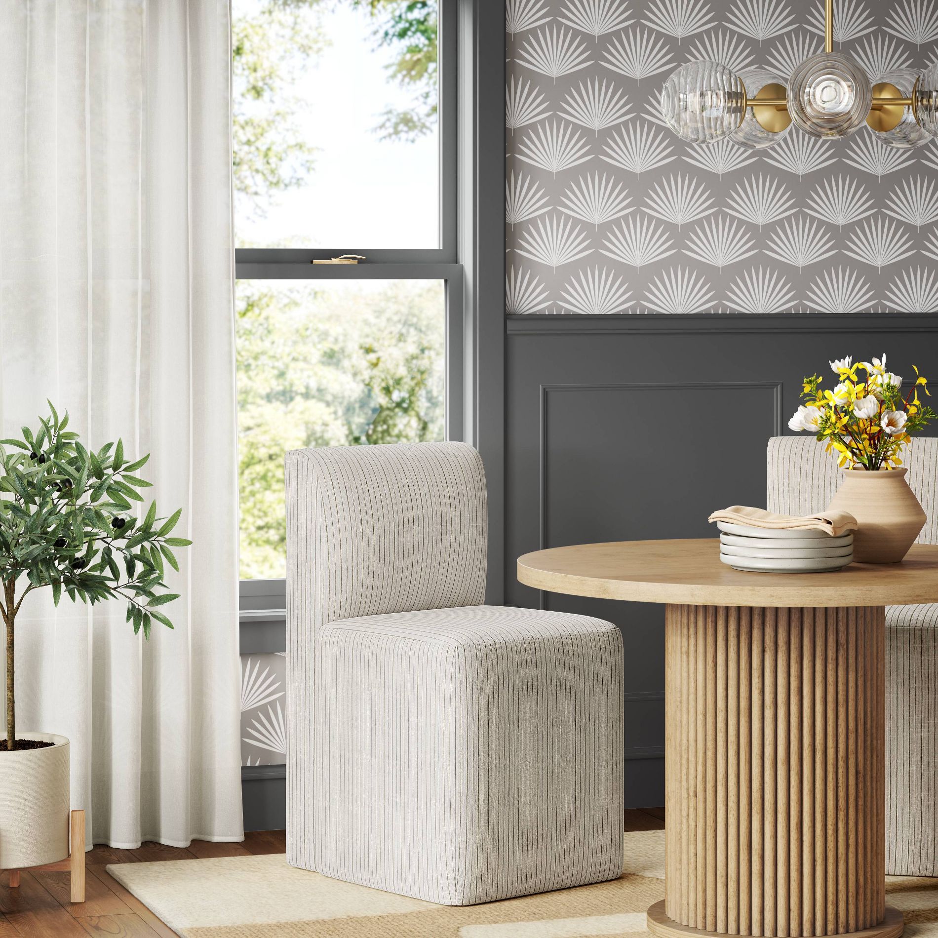 Cora Dining Chair in Pinstripe Glacier - Threshold™
