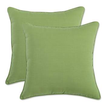 Outdoor 2-Piece Square Toss Pillow Set - Green Forsyth Solid - Pillow Perfect