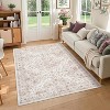 5x7 Pink Vintage Floral Area Rug, Low Pile Soft Non-Shedding Carpet, Non-Slip Foldable Mat for Living Room & Bedroom - 4 of 4