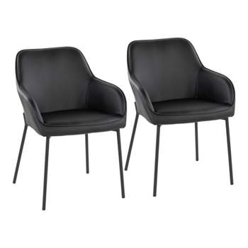 Set of 2 Daniella PU Leather/Steel Dining Chairs Black - LumiSource
