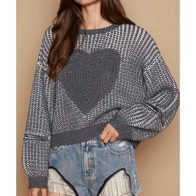 Women's HEART PATCH SWEATER - POL