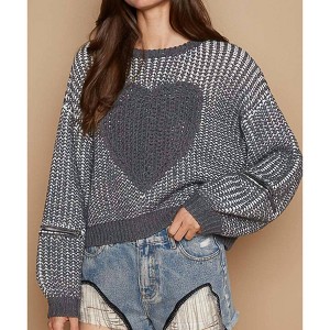 Women's HEART PATCH SWEATER - POL - 1 of 4