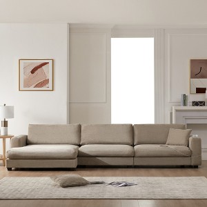 Whisen Oversized Corduroy Sectional Sofa, L-shaped Cloud Couch with USB Charging Port, Cup Holder and Chaise - 1 of 4