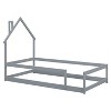 Okak Twin House-Style Headboard Floor Bed with Adjustable Safety Fences, Modern Low-Profile Toddler Bed Frame for Daycare & Home Use - 2 of 4