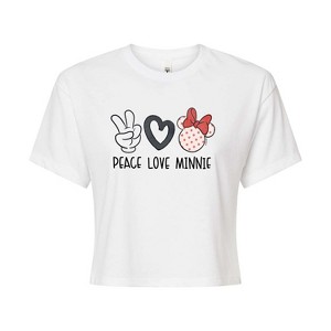 Women's - Disney - Peace Love Minnie Cropped Graphic T-Shirt - 1 of 4