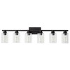 POWLIG 42.7-in 6-Light Black and Gold Modern Dimmable Bathroom Vanity Light with Cylindrical Glass Shade - 2 of 4