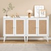 Okak Sideboard Cabinet, Buffet Cabinet with 2 Rattan Decorated Doors, Storage Cabinet for Living Room, Dining Room, Kitchen, White - 3 of 4