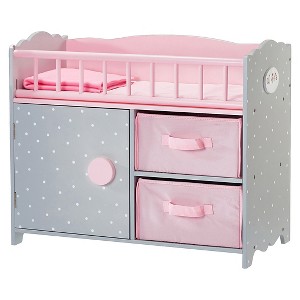 Olivia's Little World Wooden Baby Doll Crib + Under-the-Crib Storage Pink/Gray - 1 of 4