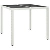 vidaXL Patio Table 35.4 in.x35.4 in.x29.5 in. Tempered Glass and Poly Rattan White - 2 of 4