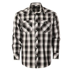 Gioberti Men's Western Plaid Long Sleeve Shirt with Pearl Snap-on - 1 of 3