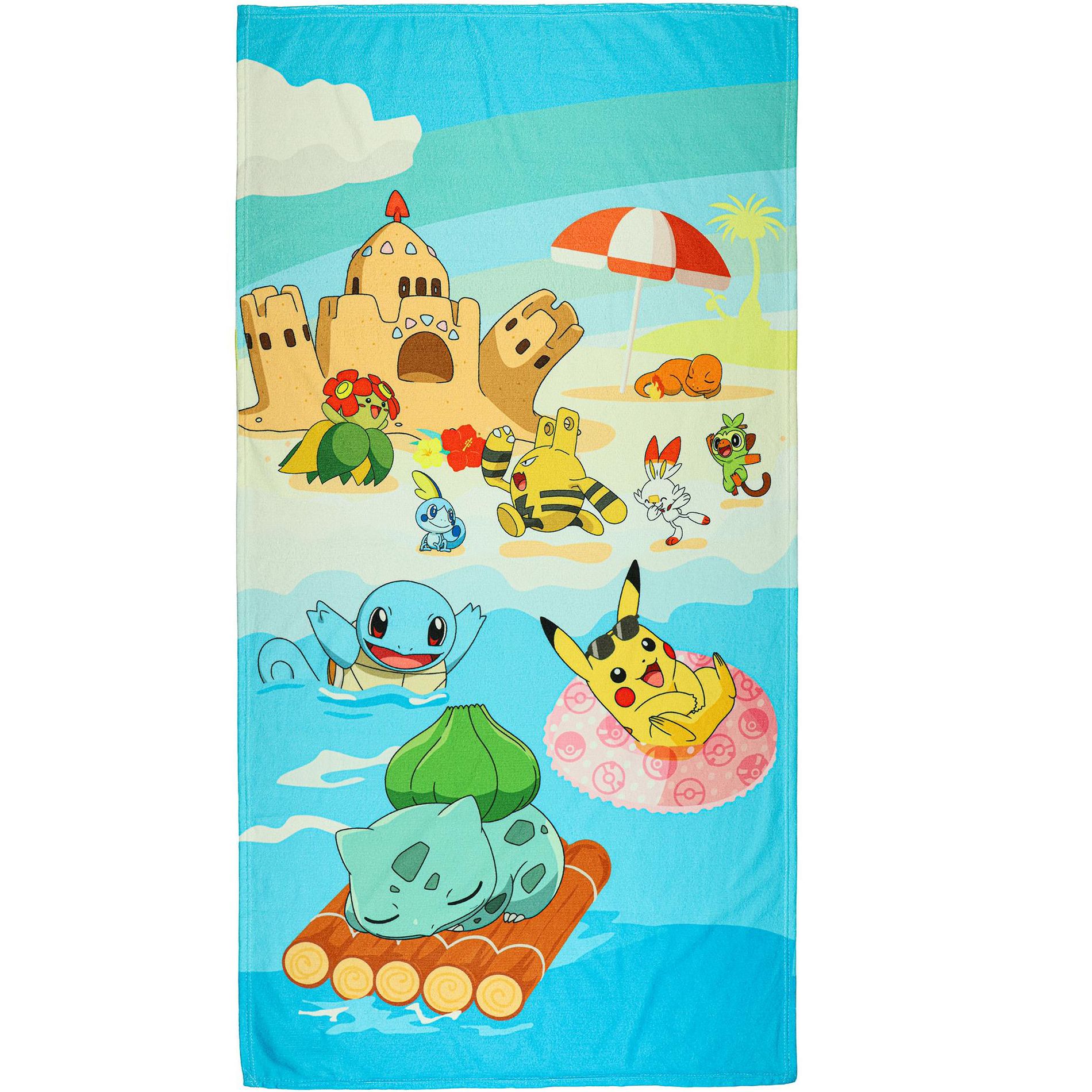 Pokemon Beach Towel Beach Buddies Pikachu and Friends 30"x60" Pool and Bath Multicolor