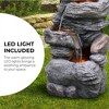 Teamson Home 39.37" Outdoor Faux Stone 4-Tier Water Fountain with LED, Gray - 4 of 4