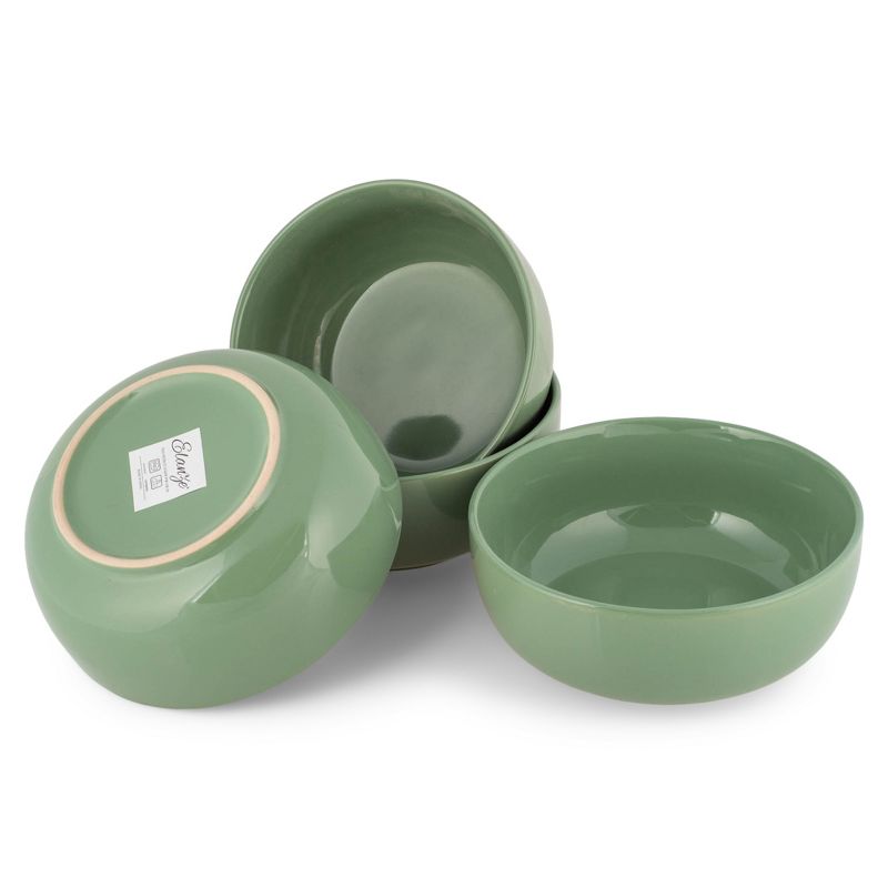 Elanze Designs Bistro Ceramic 7 inch Cereal Salad Bowls Set of 4, Sage Green, 4 of 7