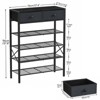 WOWLIVE 5-Tier Shoe Rack Black Metal with Wood Top Shelf and 2 Non-woven Drawers,Rustic Brown Black White - 3 of 4