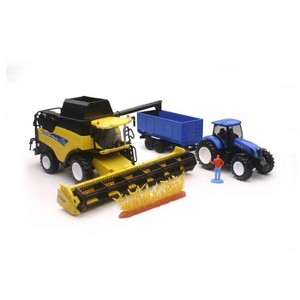 New Ray 1/32 New Holland Combine, Tractor & Grain Cart 05765 - 1 of 2