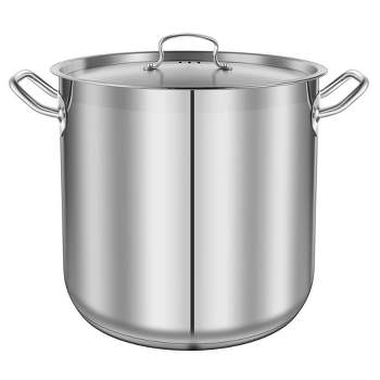 Nutrichef Stainless Steel Cookware Stockpot, 35 Quart Heavy Duty Induction Soup Pot With Stainless Steel Lid And Strong Riveted Handles