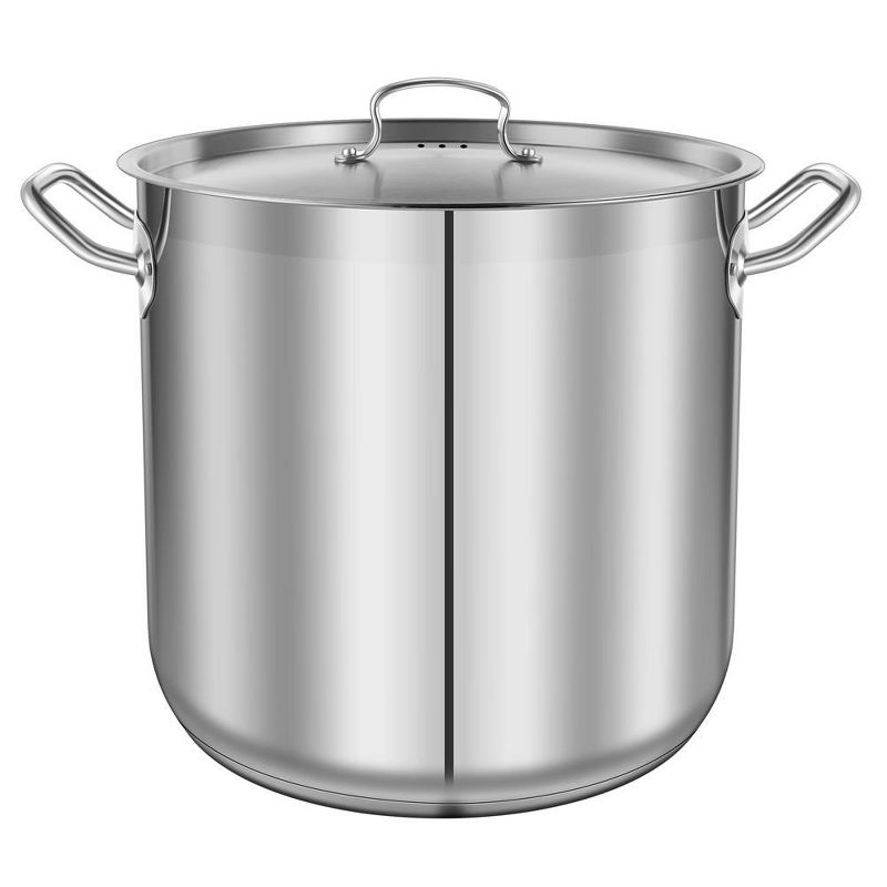 Nutrichef Stainless Steel Cookware Stockpot, 35 Quart Heavy Duty Induction Soup Pot With Stainless Steel Lid And Strong Riveted Handles, 1 of 4