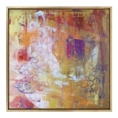 Bright Gold Abstract Canvas Print with Polystyrene Frame, 30x30