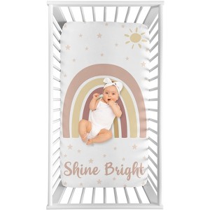 Sweet Jojo Designs Girl Photo Op Fitted Crib Sheet Boho Rainbow Pink and Yellow - 1 of 4