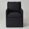 KINWELL 25" Performance Fabric Upholstered Rolling Dining Armchair - 3 of 4