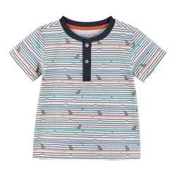 Andy & Evan Toddler Stripe Classic Fit Short Sleeve Crew Henley Shirt - Red 4T