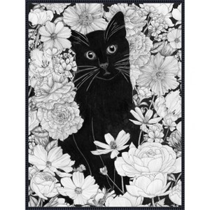 Amanti Art Little Black Garden Cat by Ec Mazur Framed Canvas Wall Art - 1 of 4
