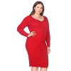 Women's Plus Size Long Sleeve Destiny Sweater Dress - White Mark - 2 of 3