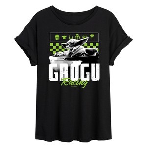 Women's - Star Wars - The Mandalorian Grogu Racing Jersey Oversized Graphic T-Shirt - 1 of 4
