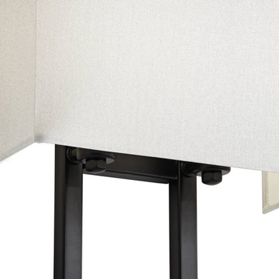 Black Rectangular Modern Wall Sconce with Faux Silk Shade
