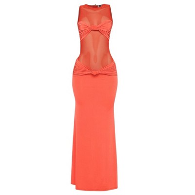 I AM A FASHION JUNKY Mesh Contrast Rube Maxi Dress
