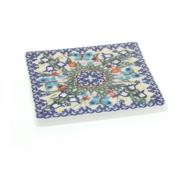 Blue Rose Polish Pottery Garden of Eden Tile