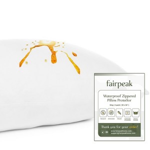 Fairpeak Waterproof Pillow Protector, King, Hidden Zipper, TPU Coating, Oeko-TEX Polyester, Machine Washable - 1 of 4