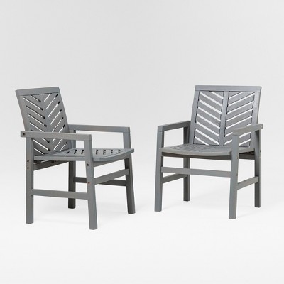 2pk Slatted Chevron Acacia Wood Patio Chairs - Saracina Home