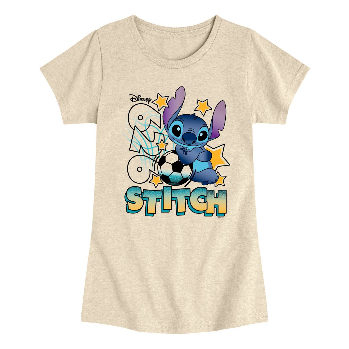 Girls' - Lilo & Stitch - Retro Soccer Jersey Fitted Short Sleeve Graphic T-Shirt