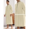 Lars Amadeus Men's Contrast Color Stand Collar Long Sleeves Button Nightgown - 3 of 4