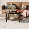 34.5"/30.5" Round Coffee Table, 2 Tier Center Table with Storage Shelf, Wooden Industrial Circle Coffee Table with Metal Frame, Rustic Brown - 2 of 4