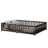YOOCOZZ Queen Size Rubber Wood Floor Bed with Fence,Door and Safety Guardrails - 4 of 4