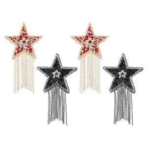 Unique Bargains Star Shape Rhinestone Glitter Iron On Sew Beaded Applique Patches 4 Pcs - 1 of 4