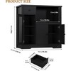 Kitchen Microwave Cabinet with Storage & Drawers, Small Buffet Cabinet with Glass Doors & Adjustable Shelf, Wooden Sideboard - 2 of 4