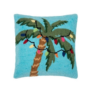 C&F Home Christmas Palm Tree w/ Lights Hooked Accent Throw Pillow, 18" x 18" - 1 of 4