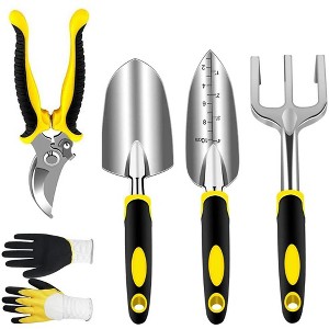 Swtroom Garden Tools Set with Pruning Shears / Hand Trowel / Transplanter / Hand Rake / Gardening Gloves 5 Pcs - 1 of 4