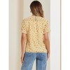 INSPIRE CHIC Women's Chiffon Short Sleeve Ruffled Trim Floral Blouse - 4 of 4