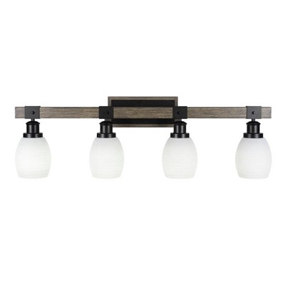 Toltec Lighting Tacoma 4 - Light Vanity in  Black/Painted Wood with 5" White Matrix Shade