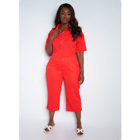 Rebdolls Women's Culotte Jumpsuit - Red - 2x : Target