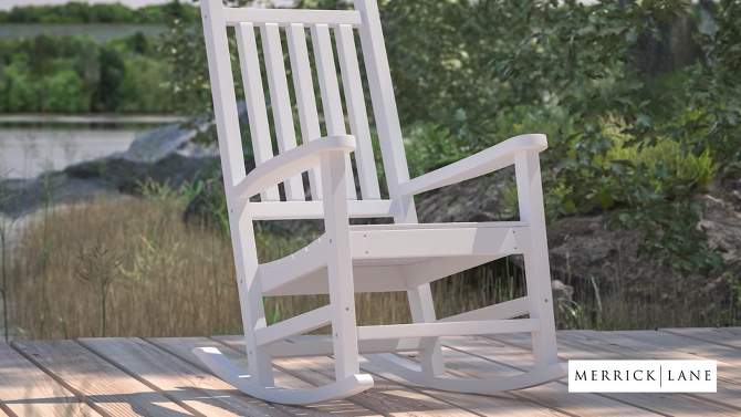 Merrick Lane Poly Resin Indoor/Outdoor Rocking Chair with Side Table, 2 of 21, play video