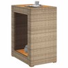 vidaXL Patio Side Table with Wooden Top Beige 23.6"x15.7"x29.5" Poly Rattan - 4 of 4